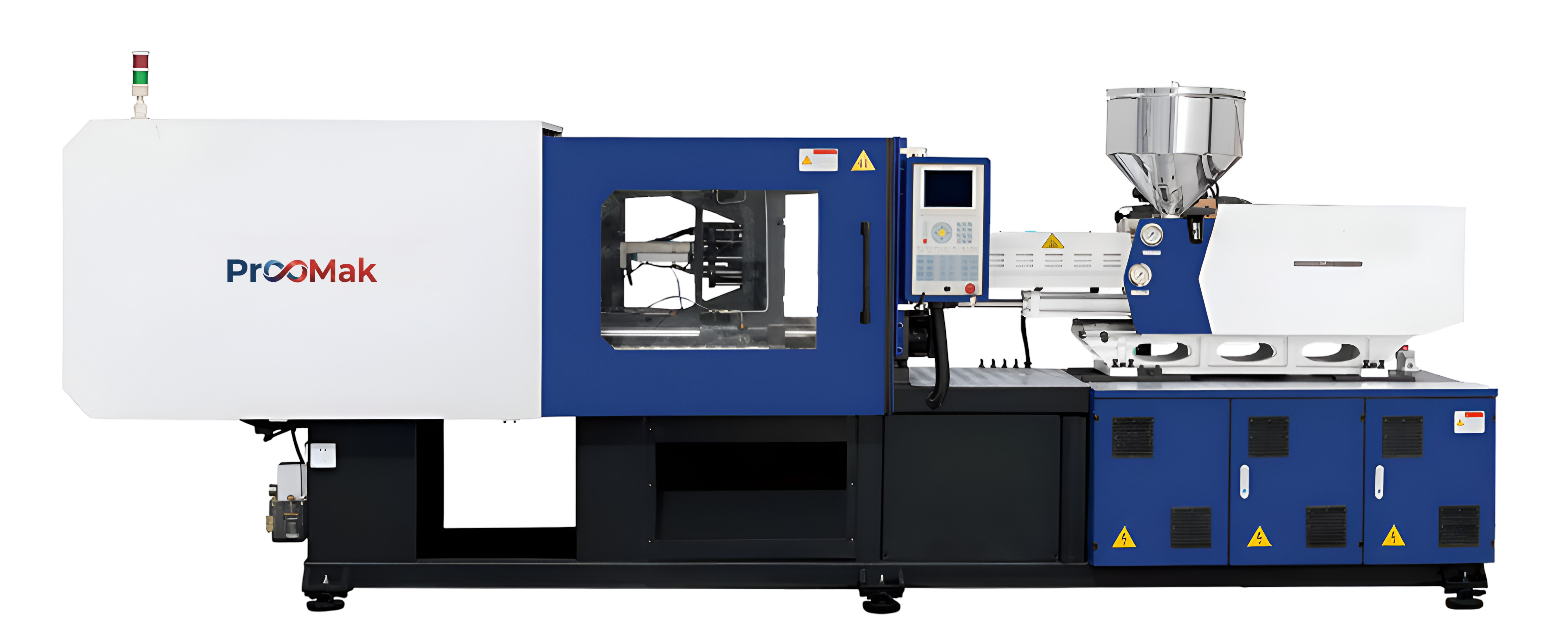 Industrial injection molding machine in factory